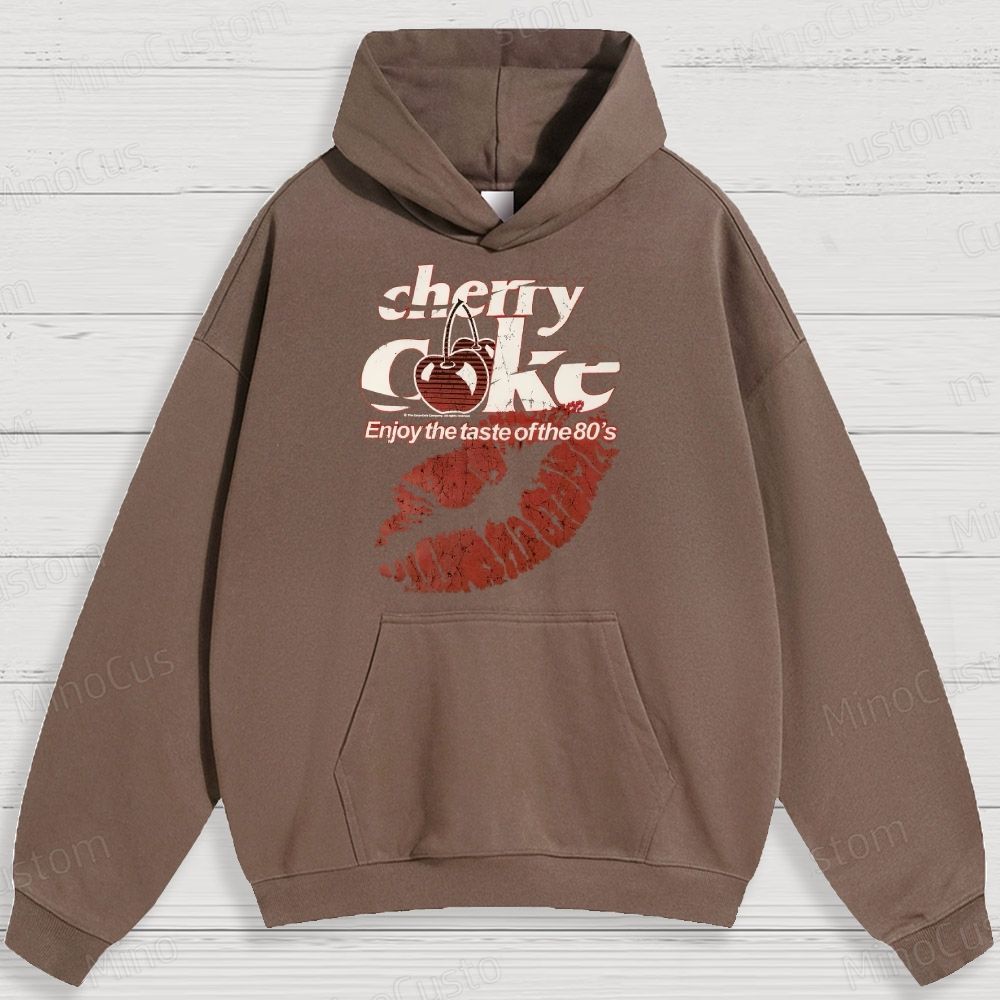 Retro Cherry Coke and Lip Print Graphic Hoodie
