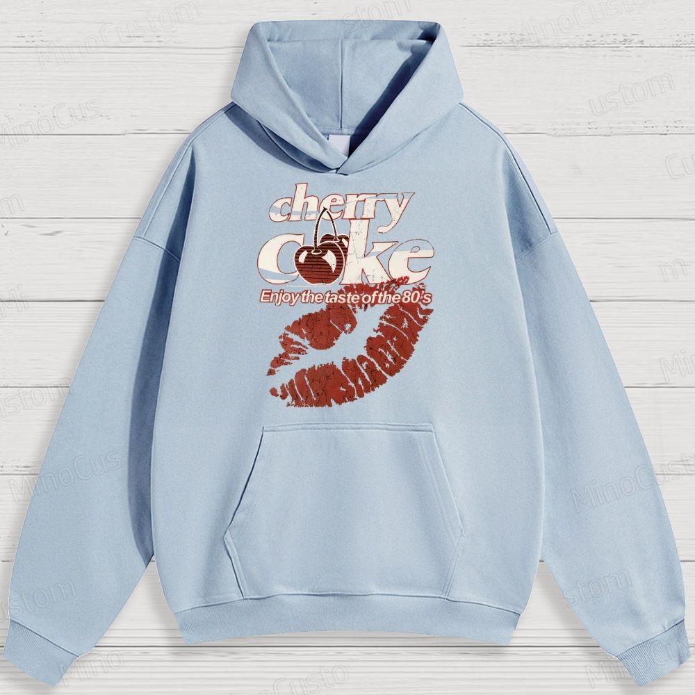 Retro Cherry Coke and Lip Print Graphic Hoodie