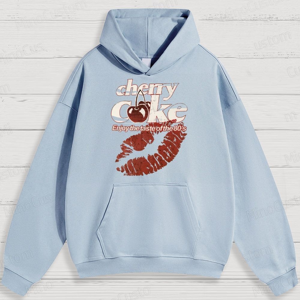Retro Cherry Coke and Lip Print Graphic Hoodie