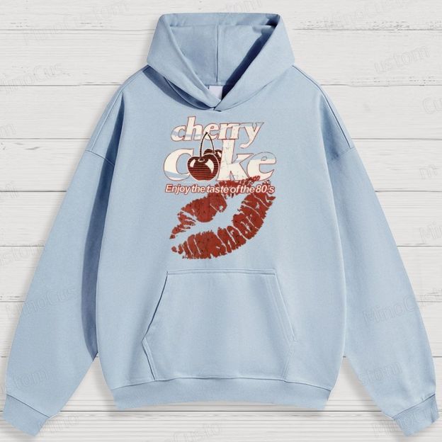 Retro Cherry Coke and Lip Print Graphic Hoodie