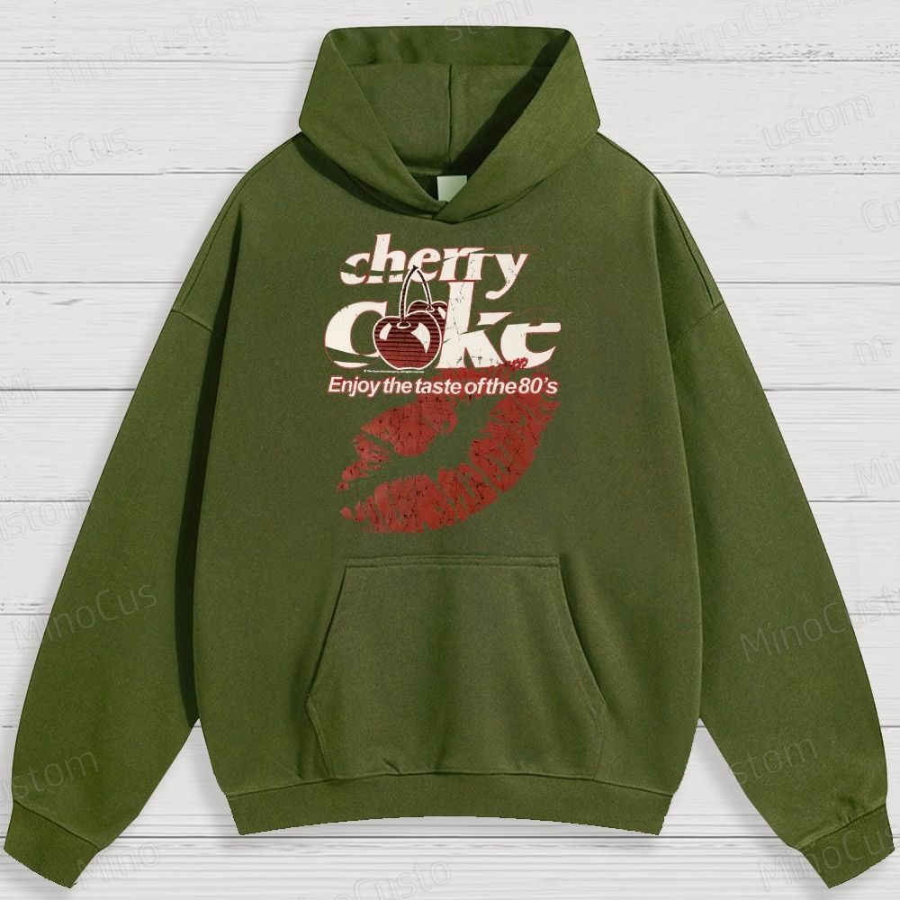 Retro Cherry Coke and Lip Print Graphic Hoodie