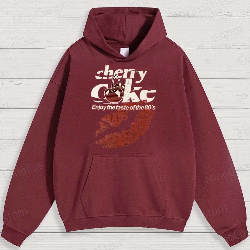 Retro Cherry Coke and Lip Print Graphic Hoodie