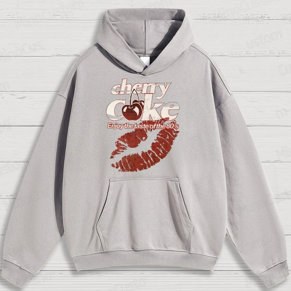 Retro Cherry Coke and Lip Print Graphic Hoodie