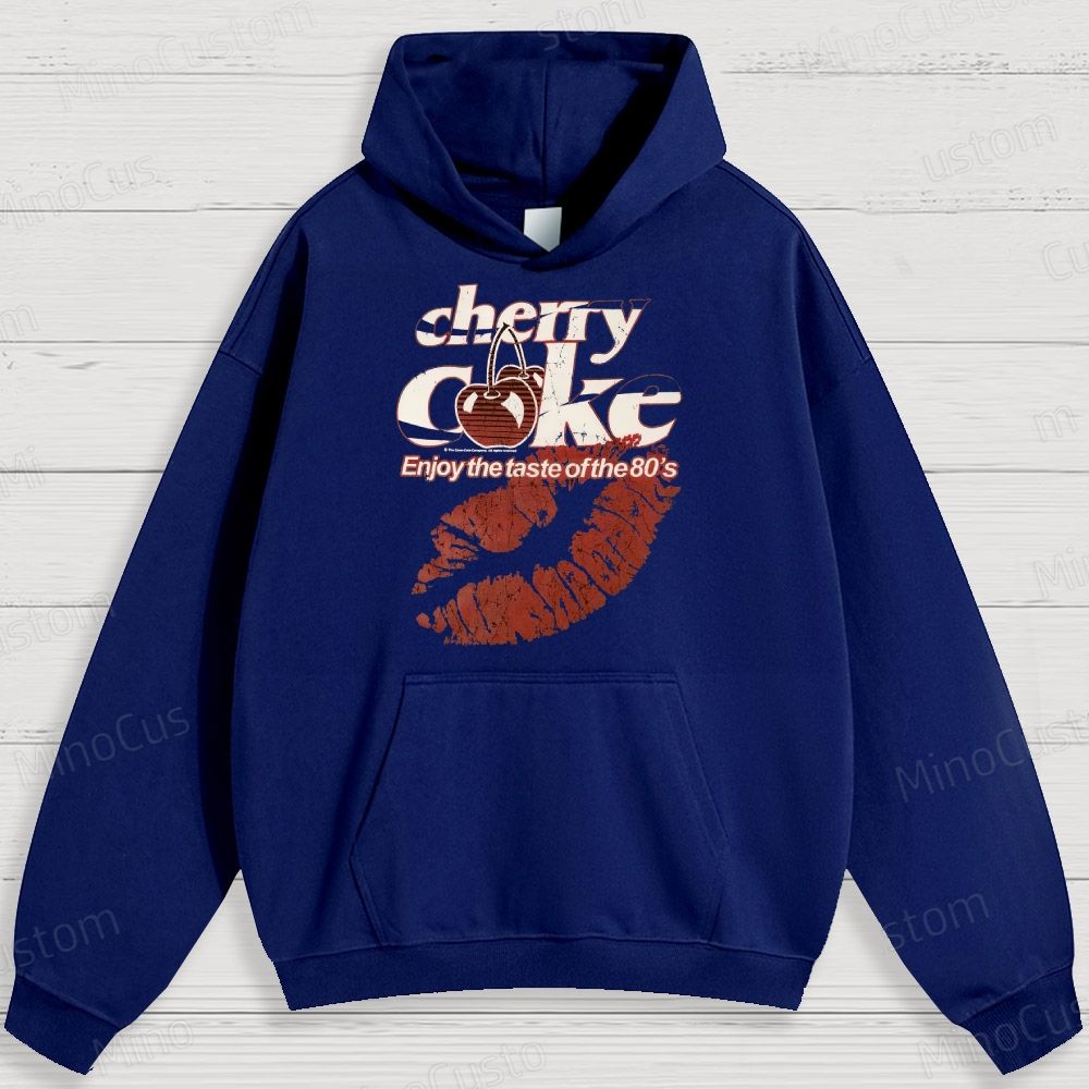 Retro Cherry Coke and Lip Print Graphic Hoodie