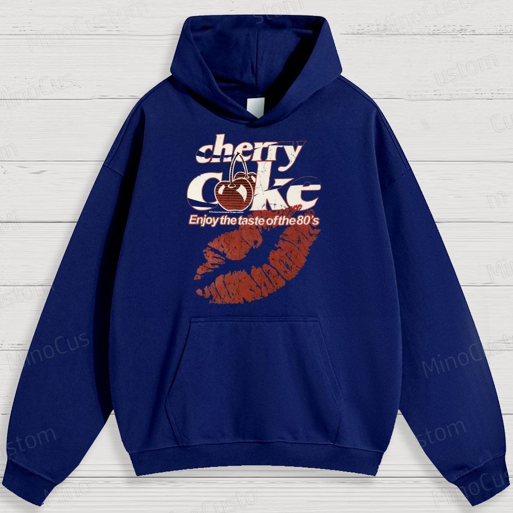 Retro Cherry Coke and Lip Print Graphic Hoodie