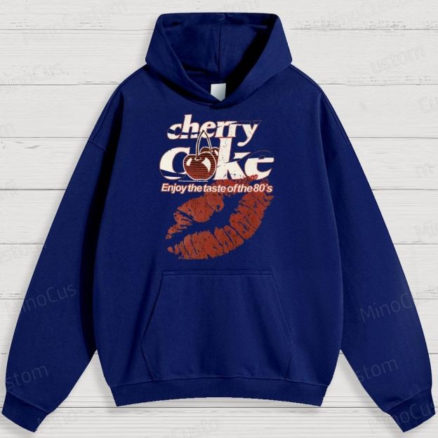 Retro Cherry Coke and Lip Print Graphic Hoodie