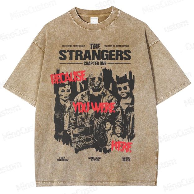 The Strangers: Chapter One Horror Character and Text Graphic Washed Vintage T - Shirt