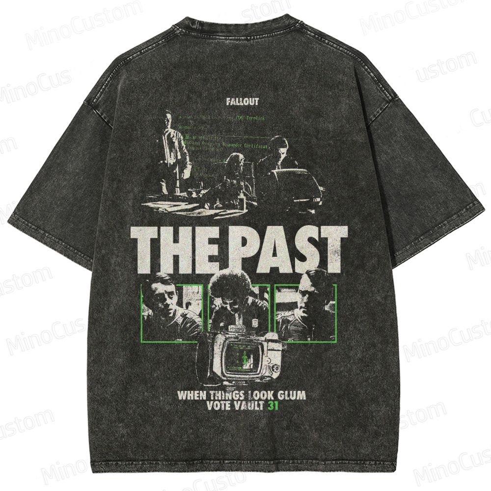 Fallout Scene and Text Graphic Washed Vintage T - Shirt