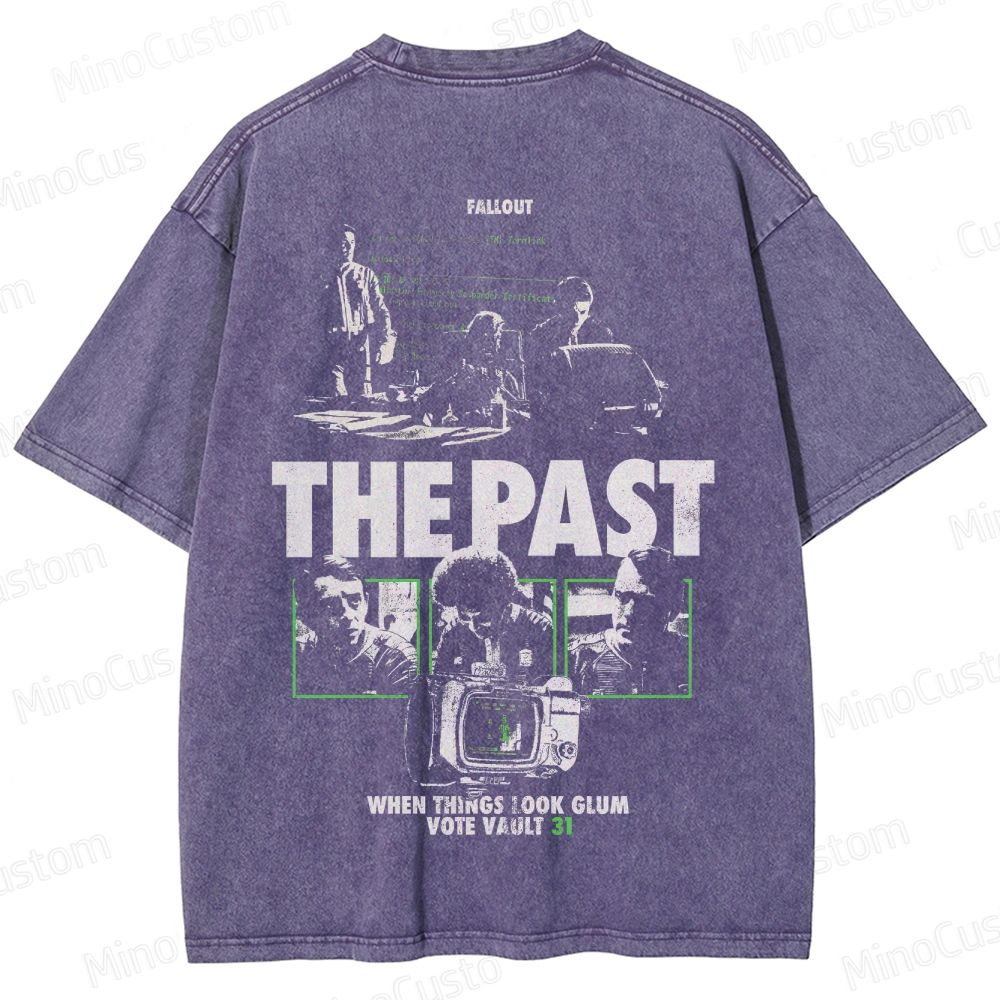 Fallout Scene and Text Graphic Washed Vintage T - Shirt