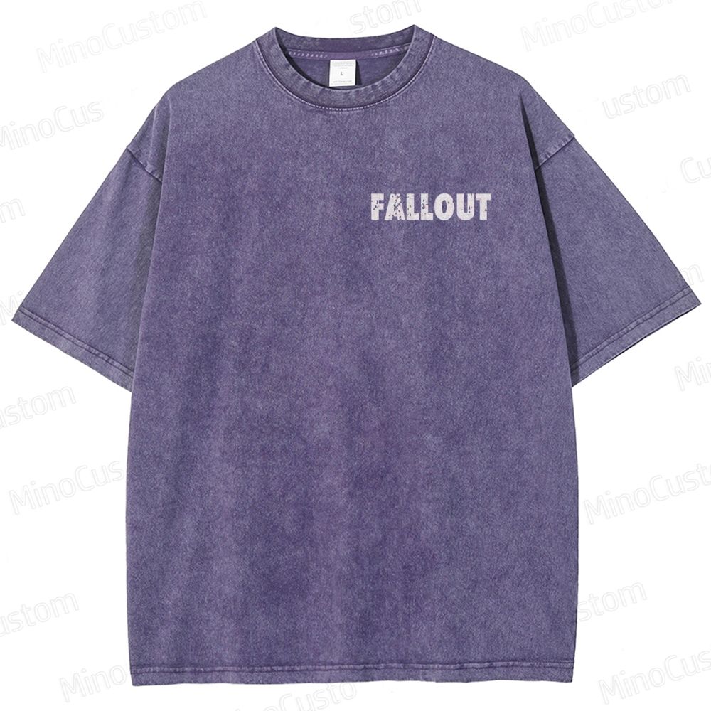 Fallout Scene and Text Graphic Washed Vintage T - Shirt