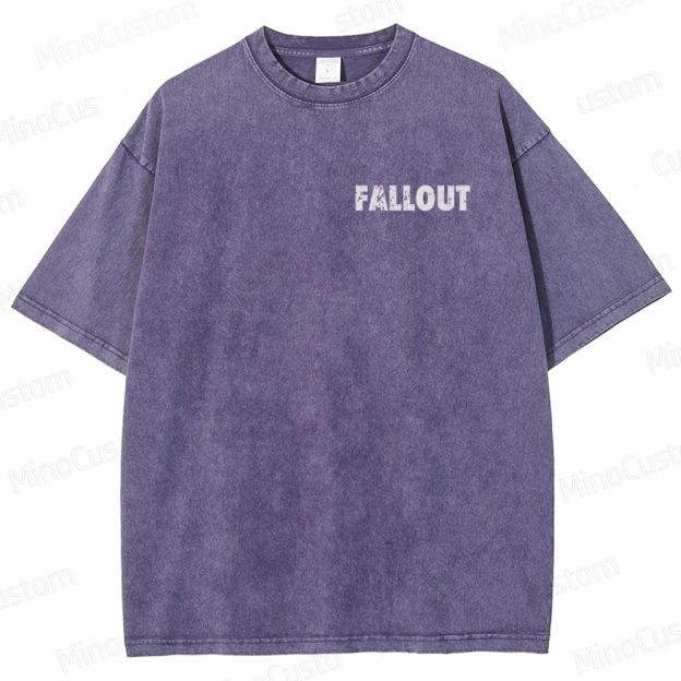 Fallout Scene and Text Graphic Washed Vintage T - Shirt