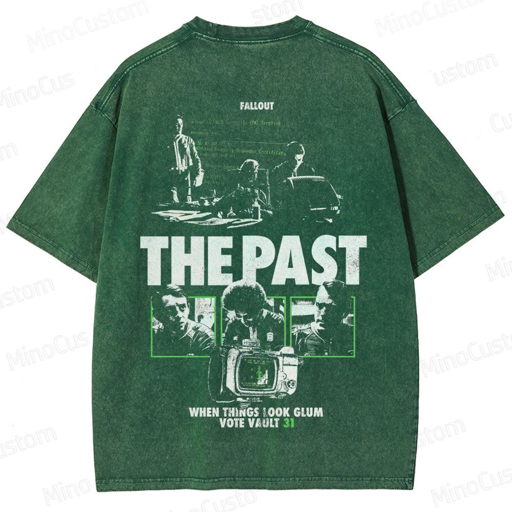 Fallout Scene and Text Graphic Washed Vintage T - Shirt
