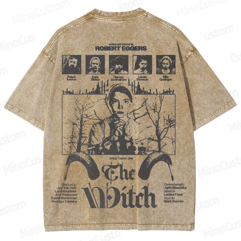 The Witch Character and Text Graphic Washed Vintage T - Shirt