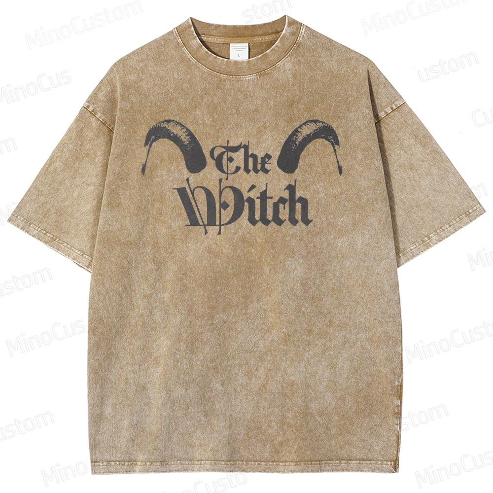 The Witch Character and Text Graphic Washed Vintage T - Shirt