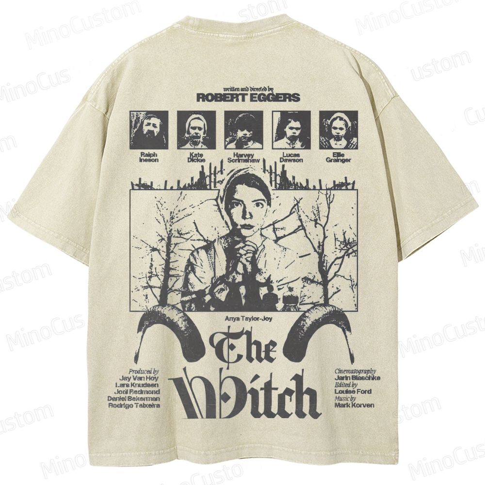 The Witch Character and Text Graphic Washed Vintage T - Shirt
