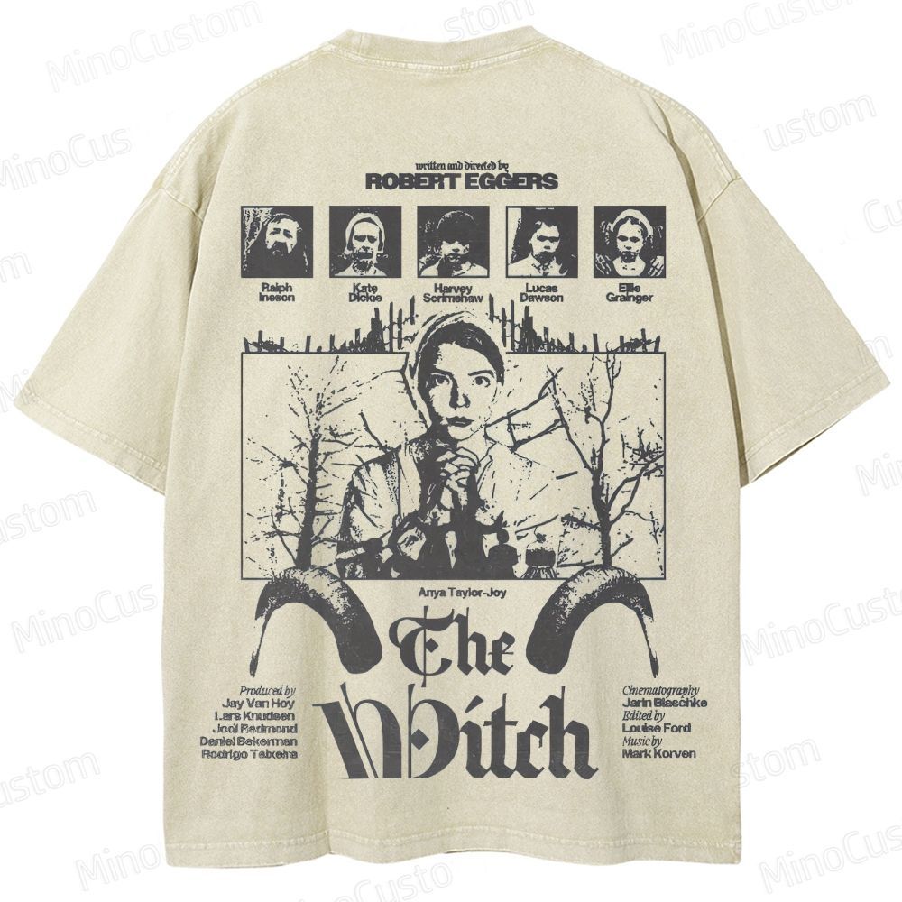 The Witch Character and Text Graphic Washed Vintage T - Shirt
