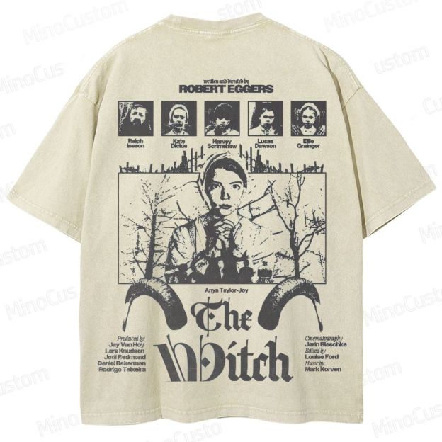 The Witch Character and Text Graphic Washed Vintage T - Shirt