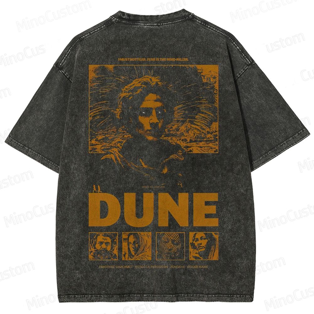 Dune Character and Text Graphic Washed Vintage T - Shirt