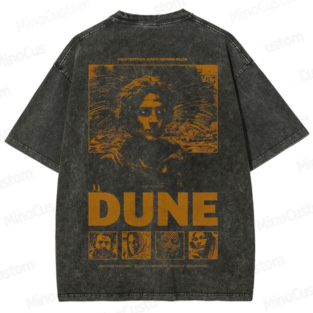 Dune Character and Text Graphic Washed Vintage T - Shirt