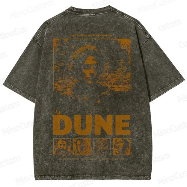 Dune Character and Text Graphic Washed Vintage T - Shirt
