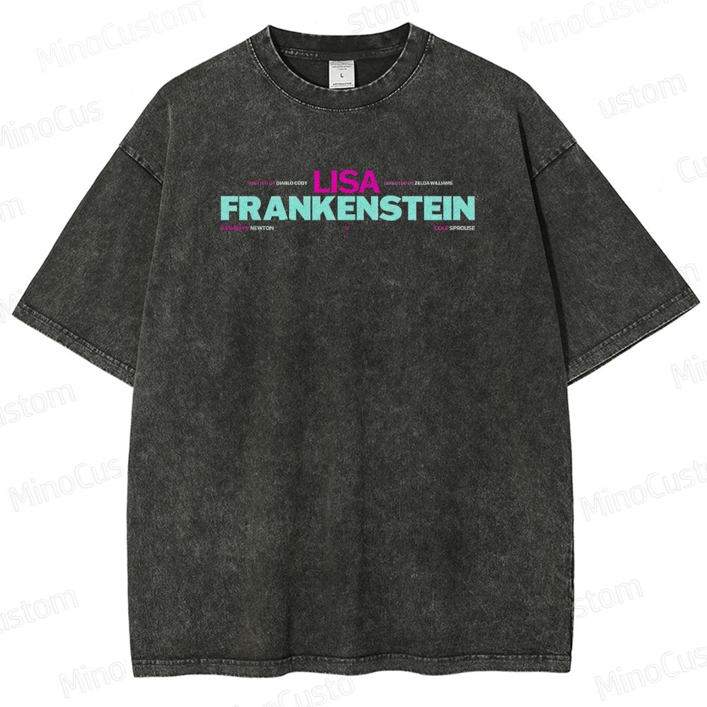 Lisa Frankenstein Character and Text Graphic Washed Vintage T - Shirt