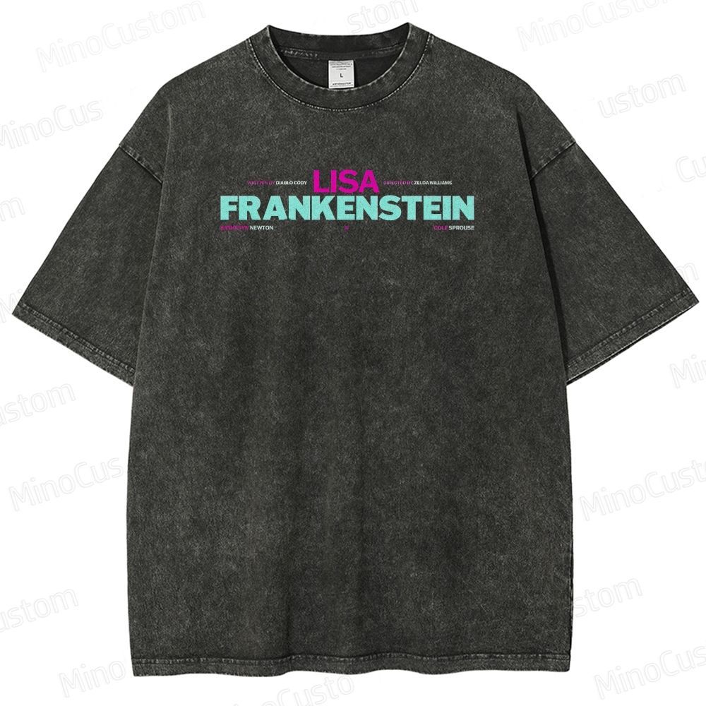 Lisa Frankenstein Character and Text Graphic Washed Vintage T - Shirt