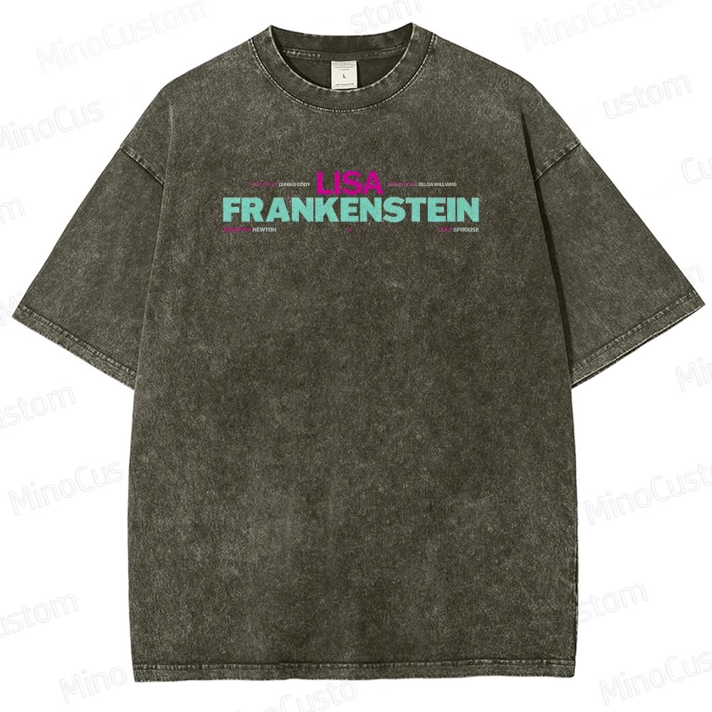 Lisa Frankenstein Character and Text Graphic Washed Vintage T - Shirt