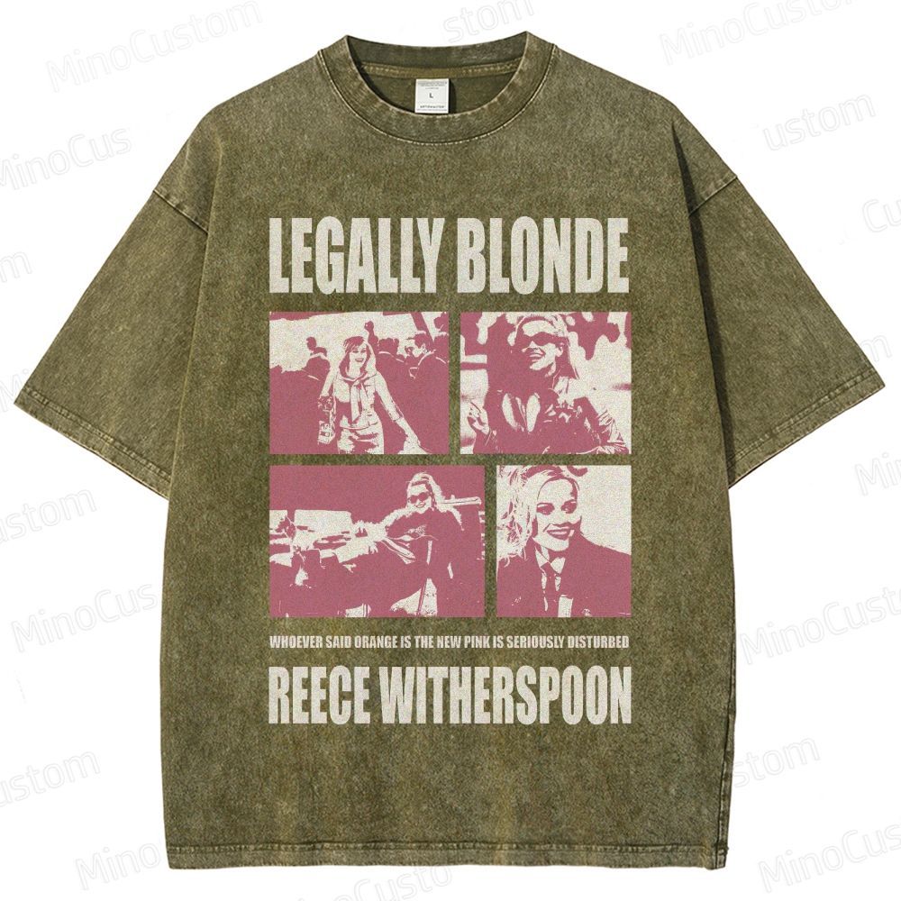 Legally Blonde Character Collage and Quote Graphic Washed Vintage T - Shirt