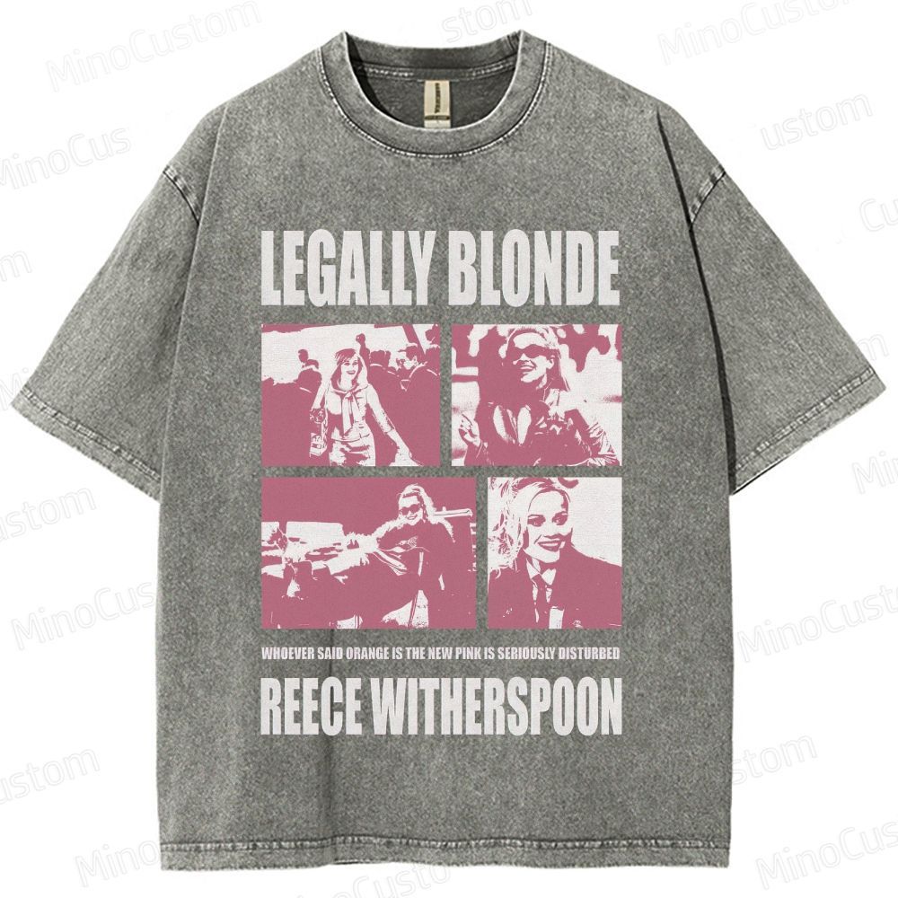 Legally Blonde Character Collage and Quote Graphic Washed Vintage T - Shirt