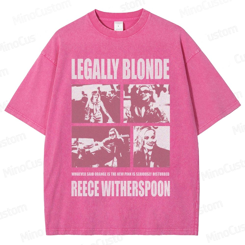 Legally Blonde Character Collage and Quote Graphic Washed Vintage T - Shirt