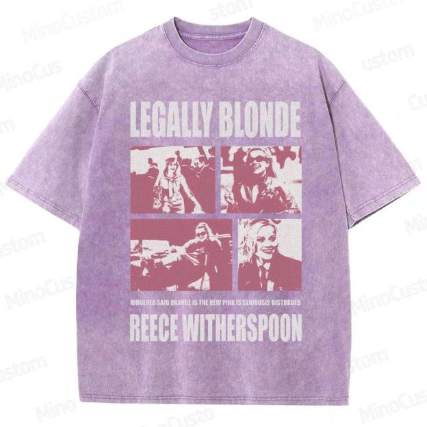 Legally Blonde Character Collage and Quote Graphic Washed Vintage T - Shirt