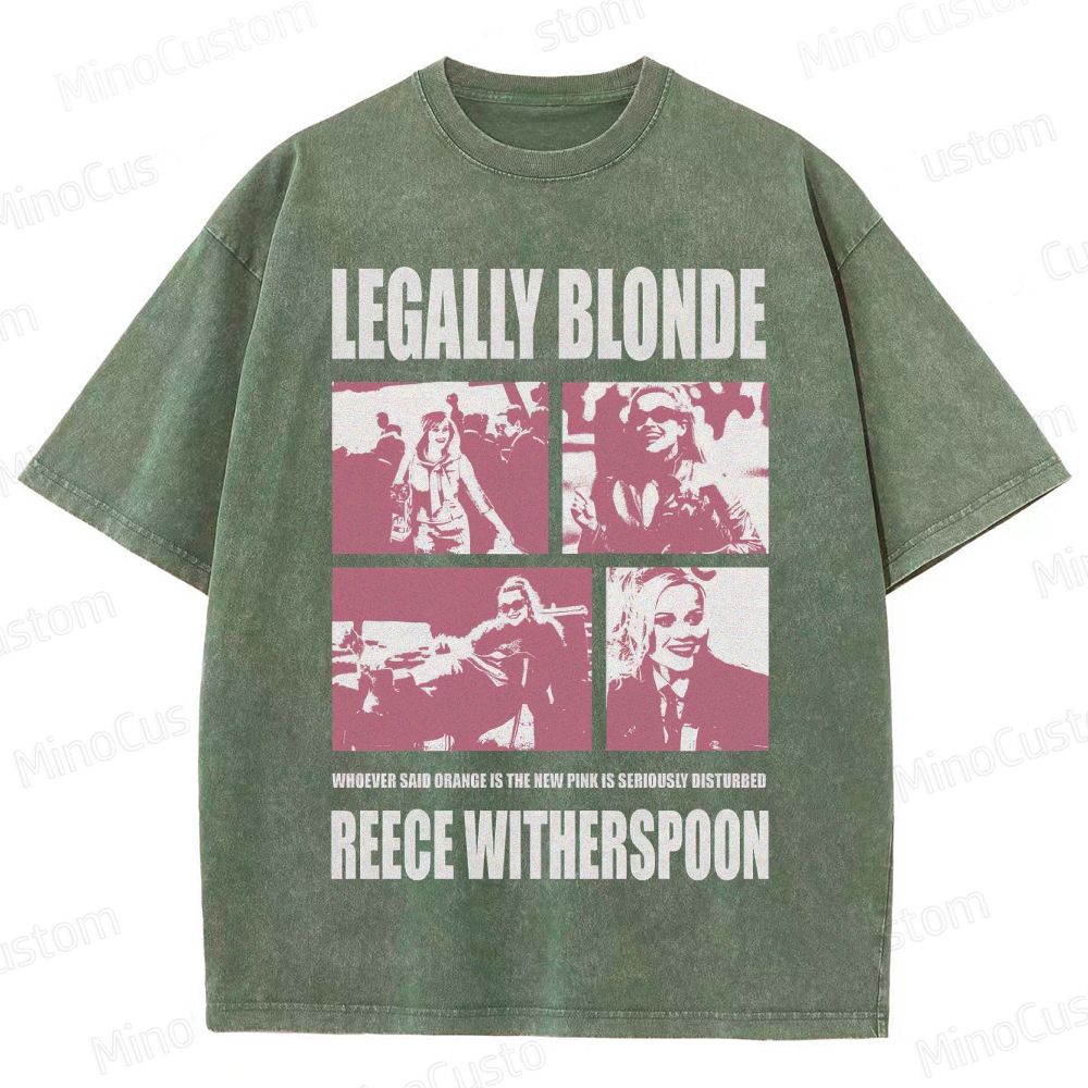 Legally Blonde Character Collage and Quote Graphic Washed Vintage T - Shirt