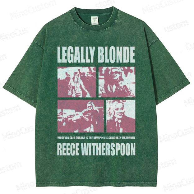 Legally Blonde Character Collage and Quote Graphic Washed Vintage T - Shirt
