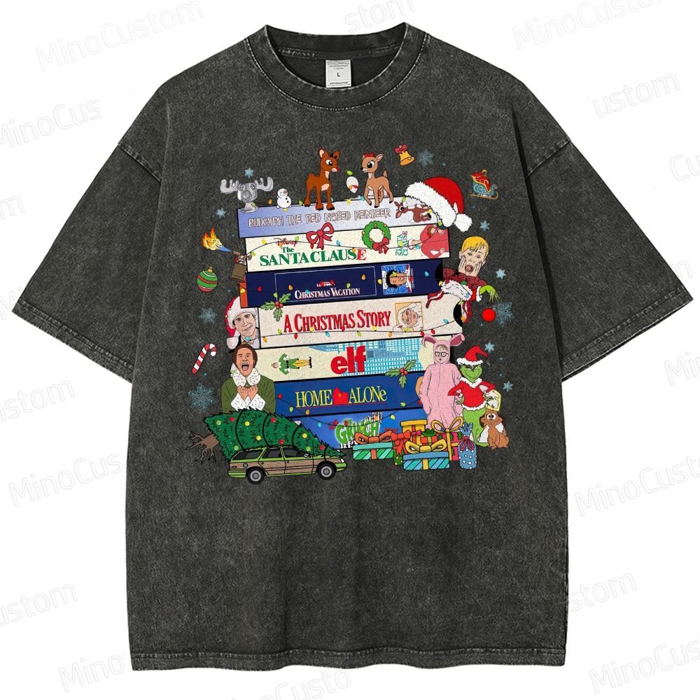 90s Christmas Movie  Washed T-Shirt 