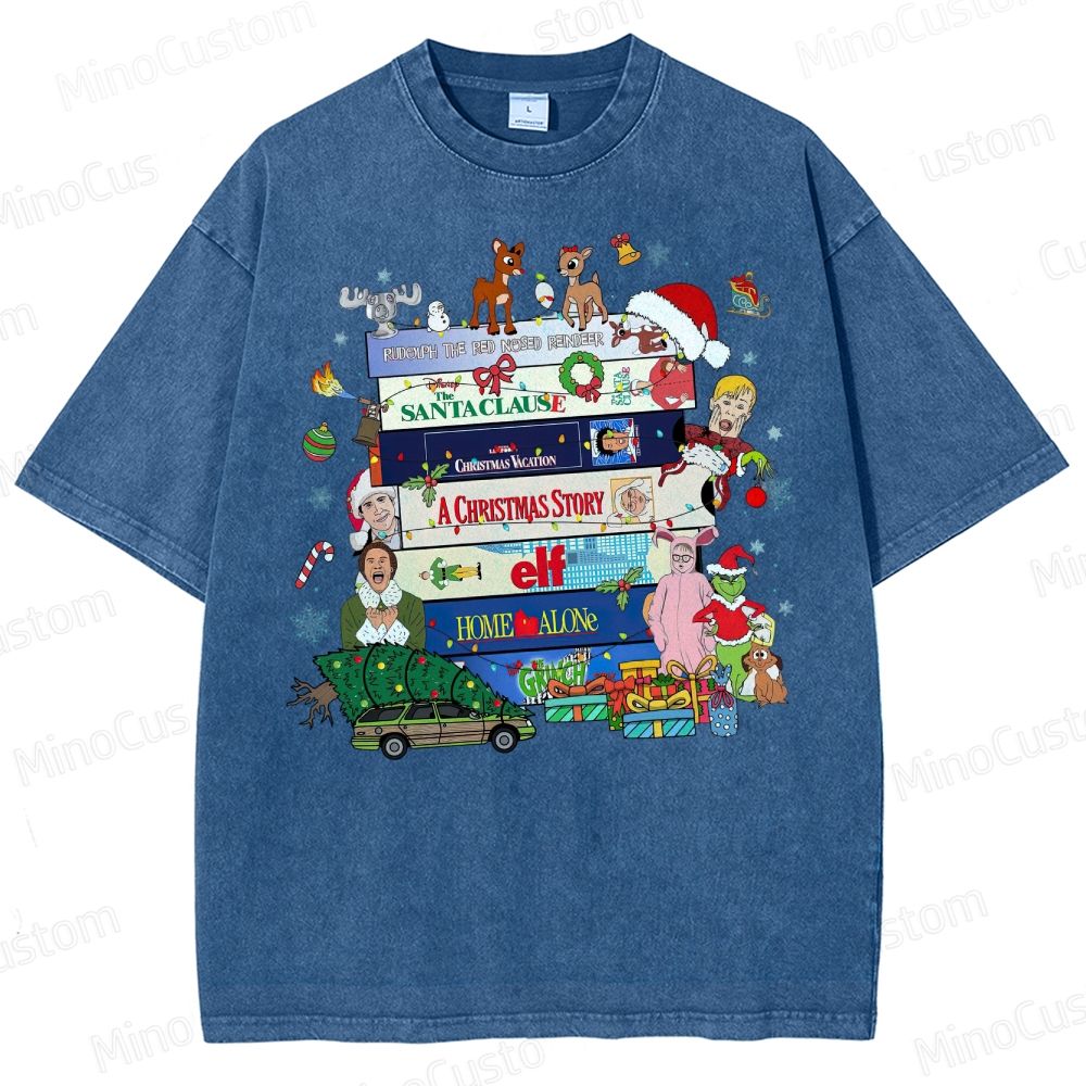 90s Christmas Movie  Washed T-Shirt 