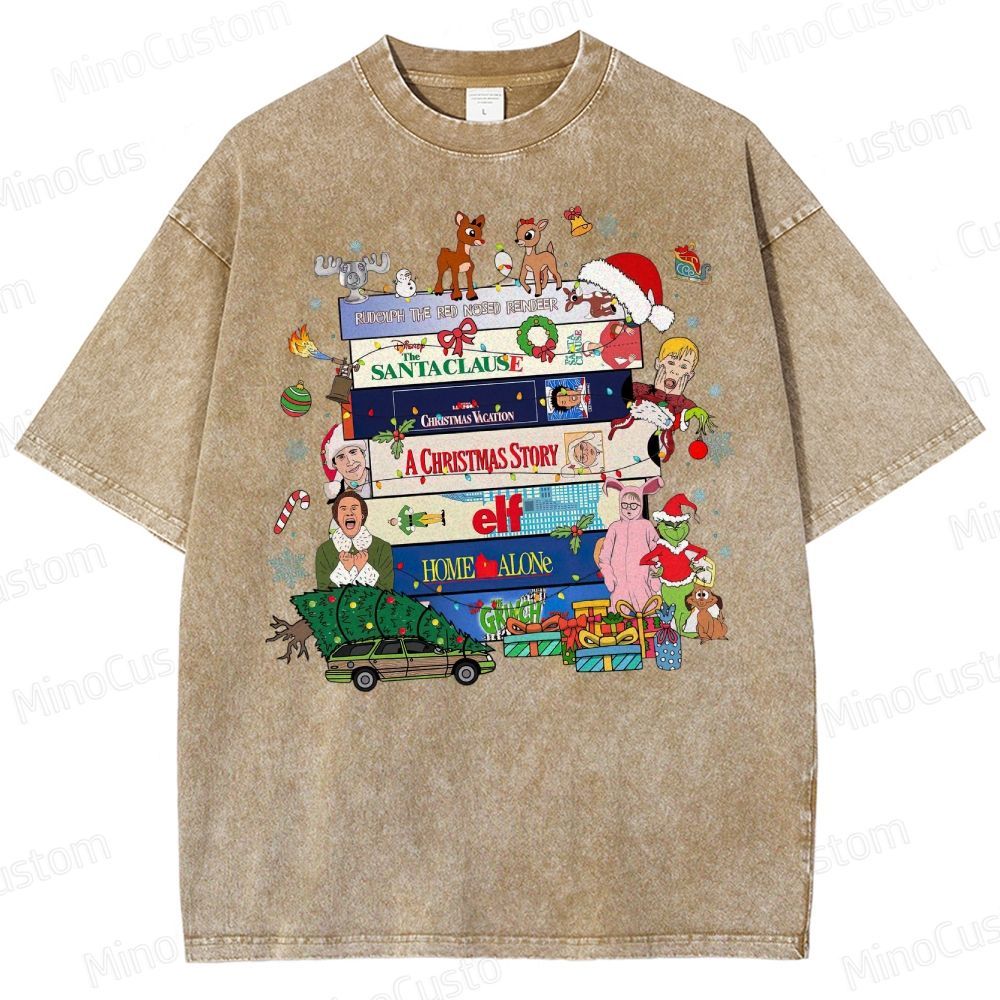 90s Christmas Movie  Washed T-Shirt 