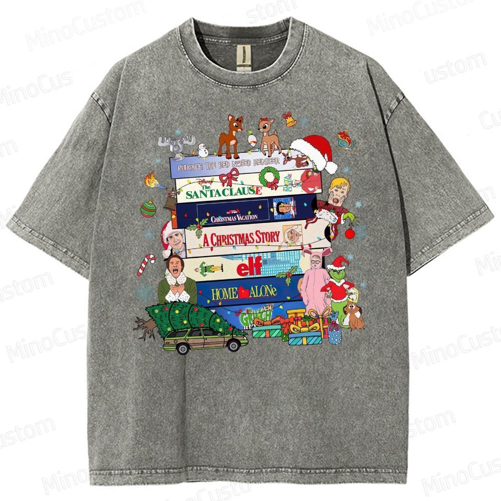90s Christmas Movie  Washed T-Shirt 