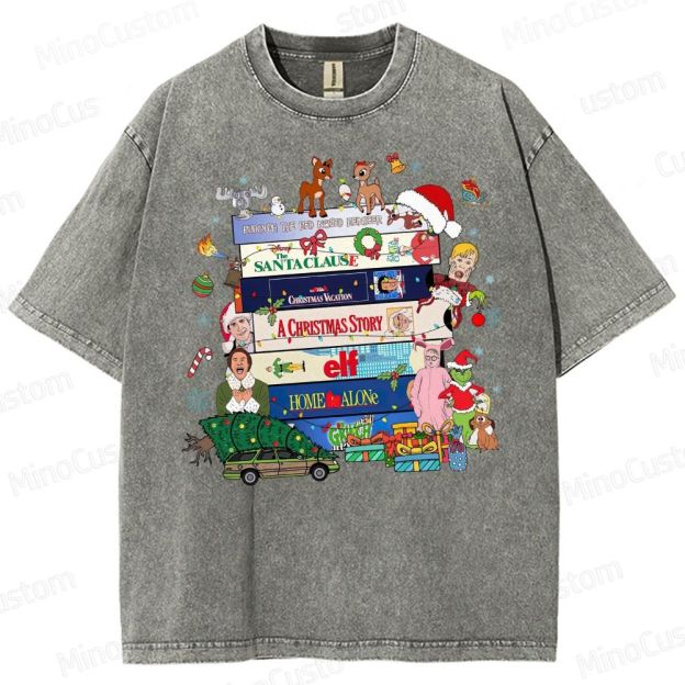 90s Christmas Movie  Washed T-Shirt 
