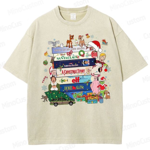 90s Christmas Movie  Washed T-Shirt 