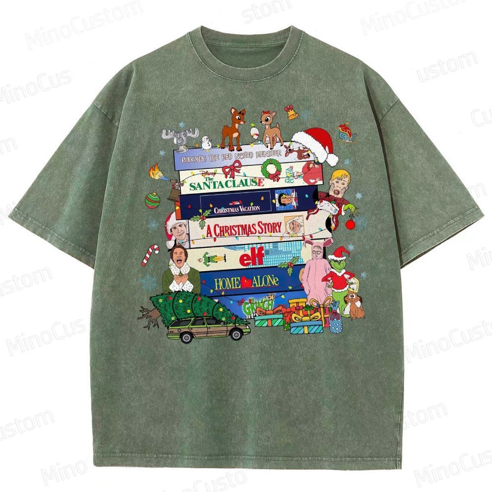 90s Christmas Movie  Washed T-Shirt 