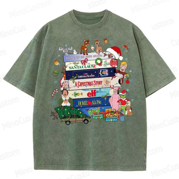 90s Christmas Movie  Washed T-Shirt 