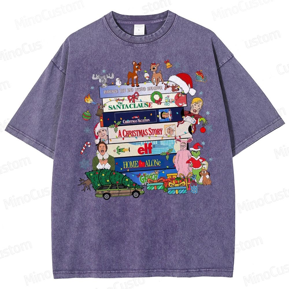 90s Christmas Movie  Washed T-Shirt 