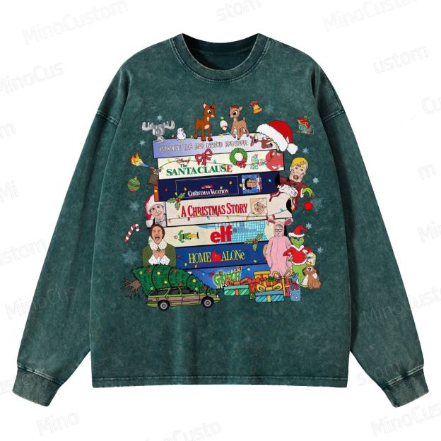 90s Christmas Movie Crewneck Washed Sweatshirt
