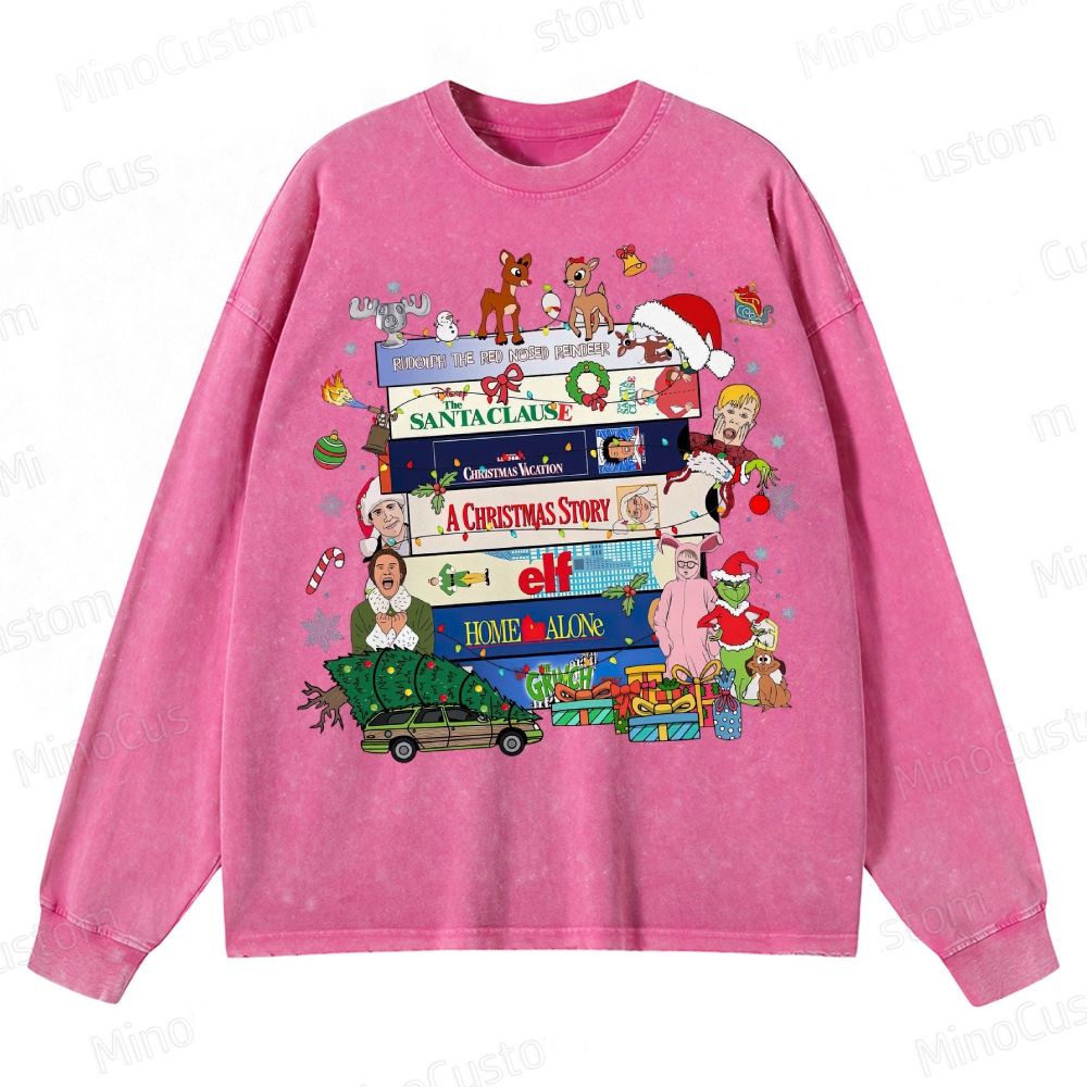 90s Christmas Movie Crewneck Washed Sweatshirt