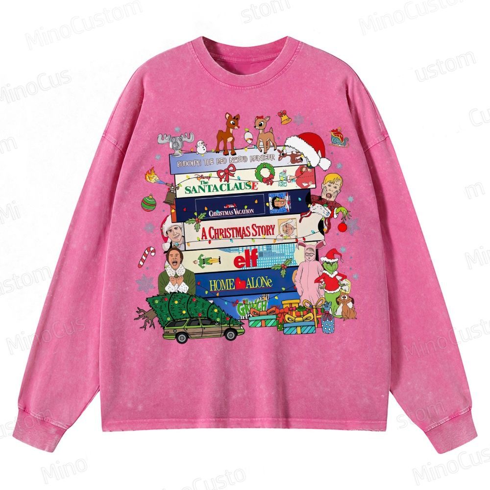 90s Christmas Movie Crewneck Washed Sweatshirt
