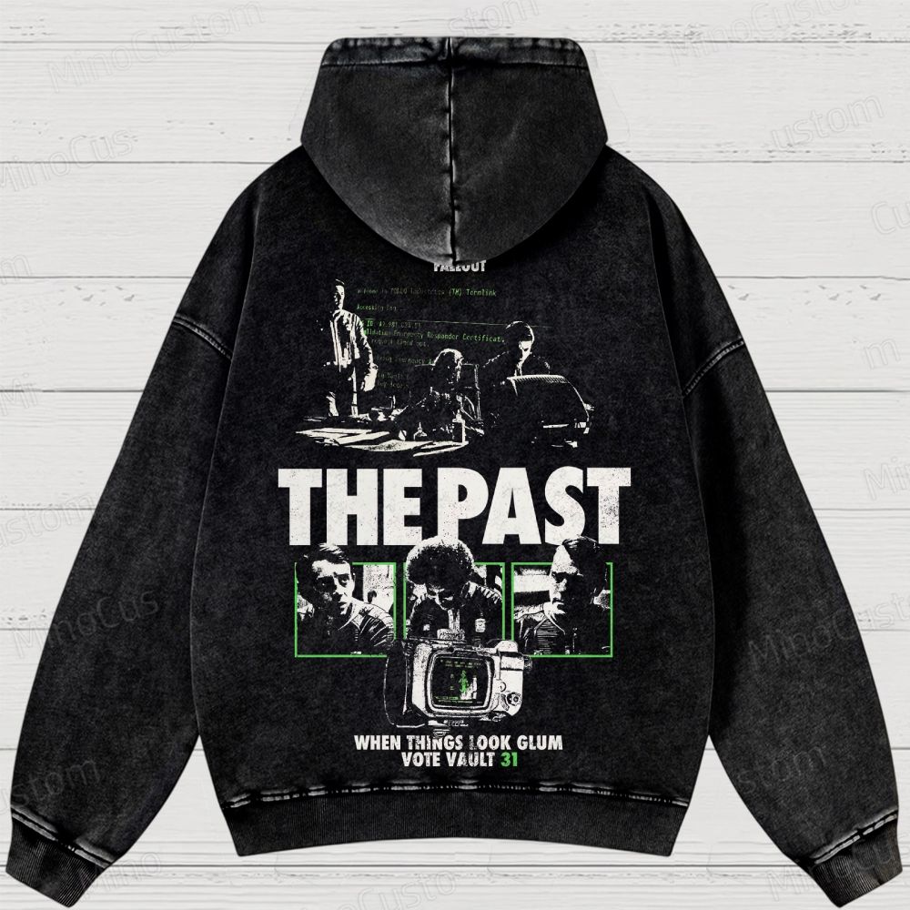 Fallout Scene and Text Graphic Washed Vintage Hoodie