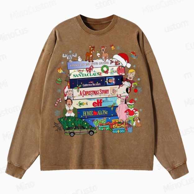 90s Christmas Movie Crewneck Washed Sweatshirt