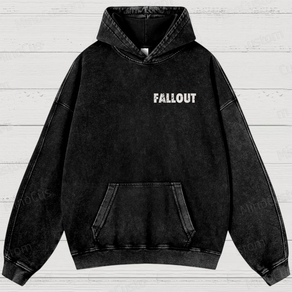 Fallout Scene and Text Graphic Washed Vintage Hoodie