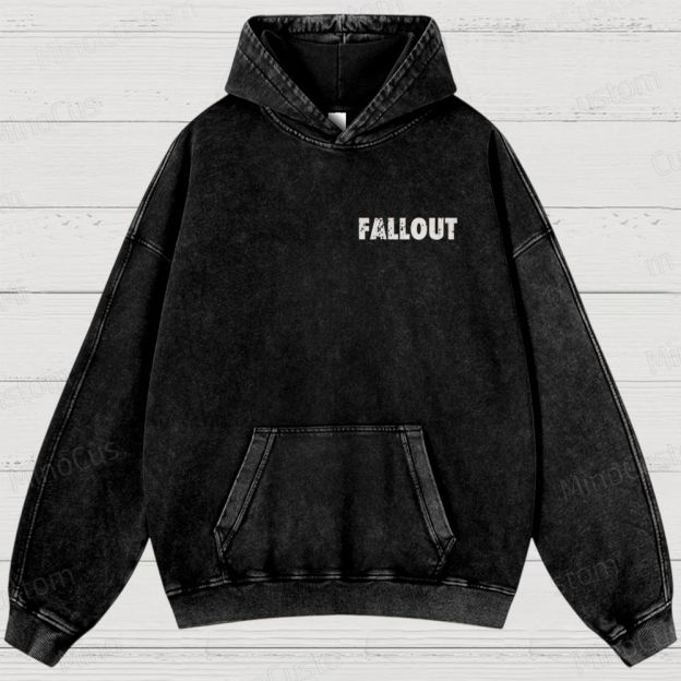 Fallout Scene and Text Graphic Washed Vintage Hoodie