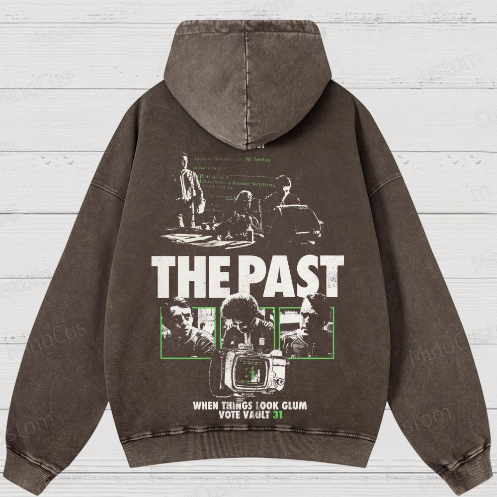 Fallout Scene and Text Graphic Washed Vintage Hoodie
